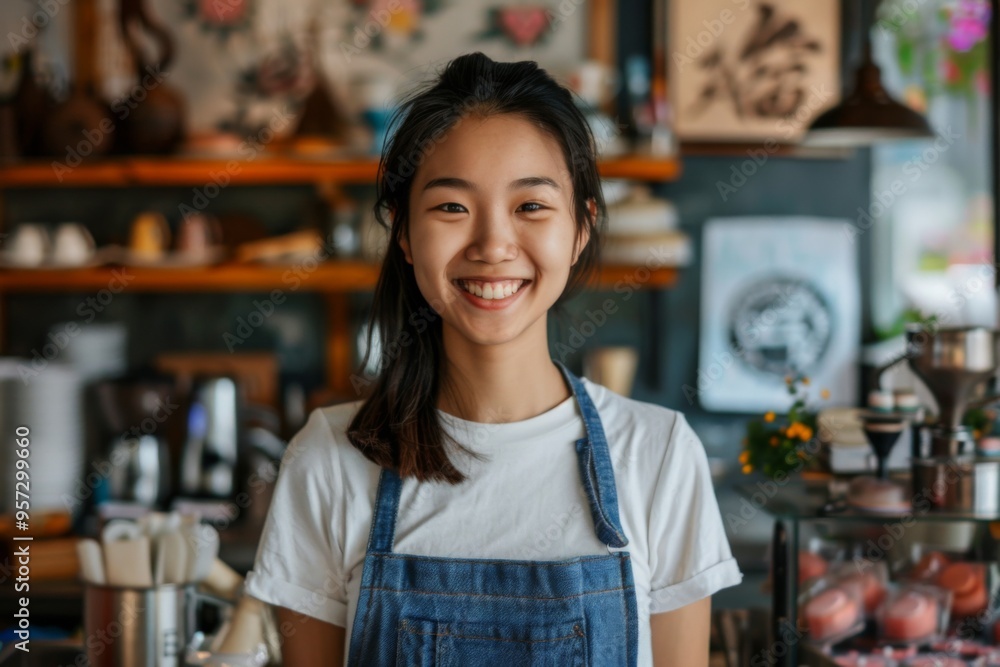 Portrait of a smiling young Asian woman small business owner Portrait of a smiling young Asian woman small business owner