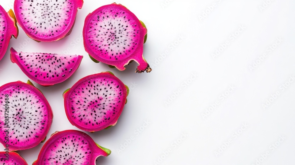 Half cut dragon fruit isolated on white background. Half cut dragon fruit isolated on white background.