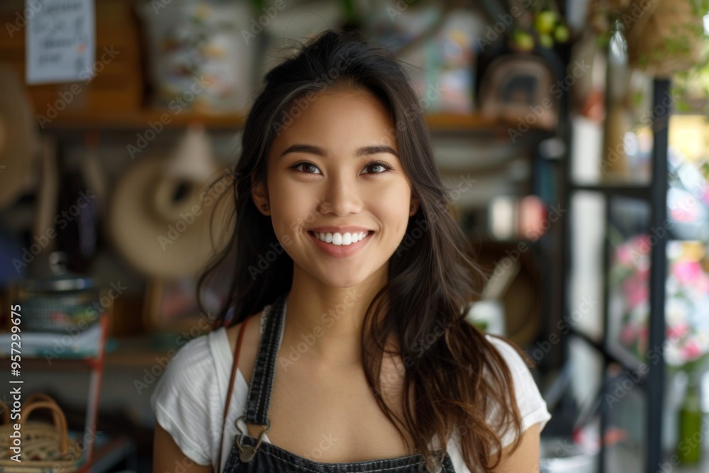 Portrait of a smiling young Asian woman small business owner Portrait of a smiling young Asian woman small business owner