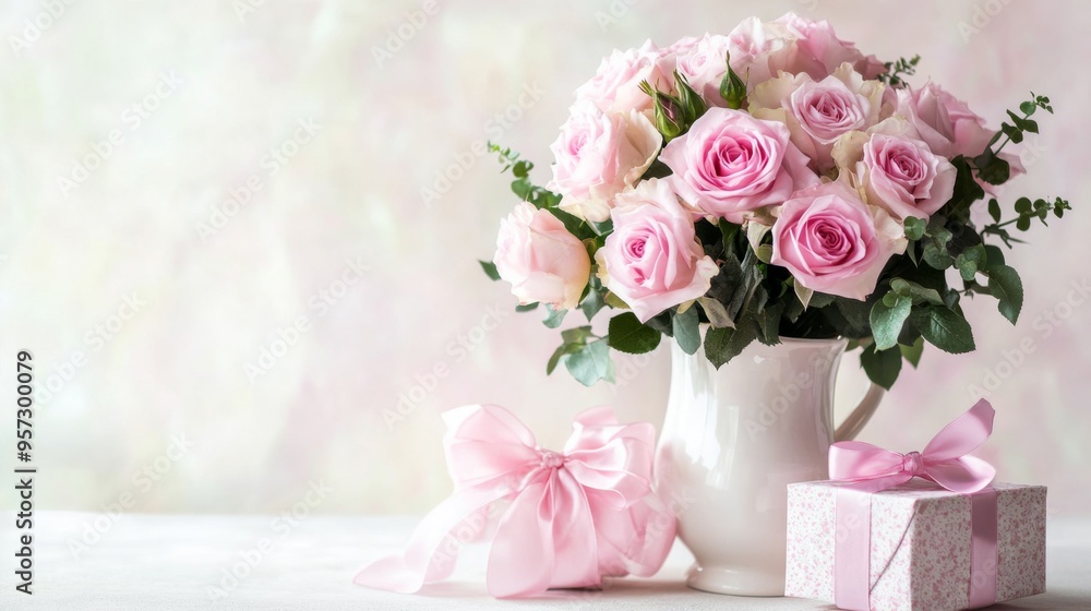 Elegant Pink Roses with Gift Elegant Pink Roses with Gift