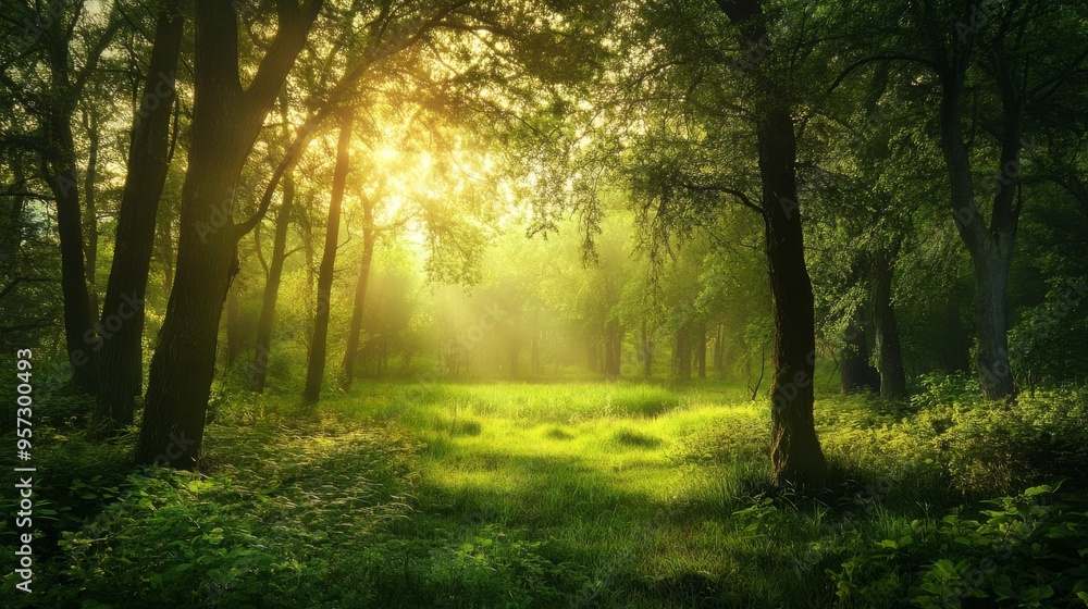 Fototapeta premium Serene Forest Glade at Dawn