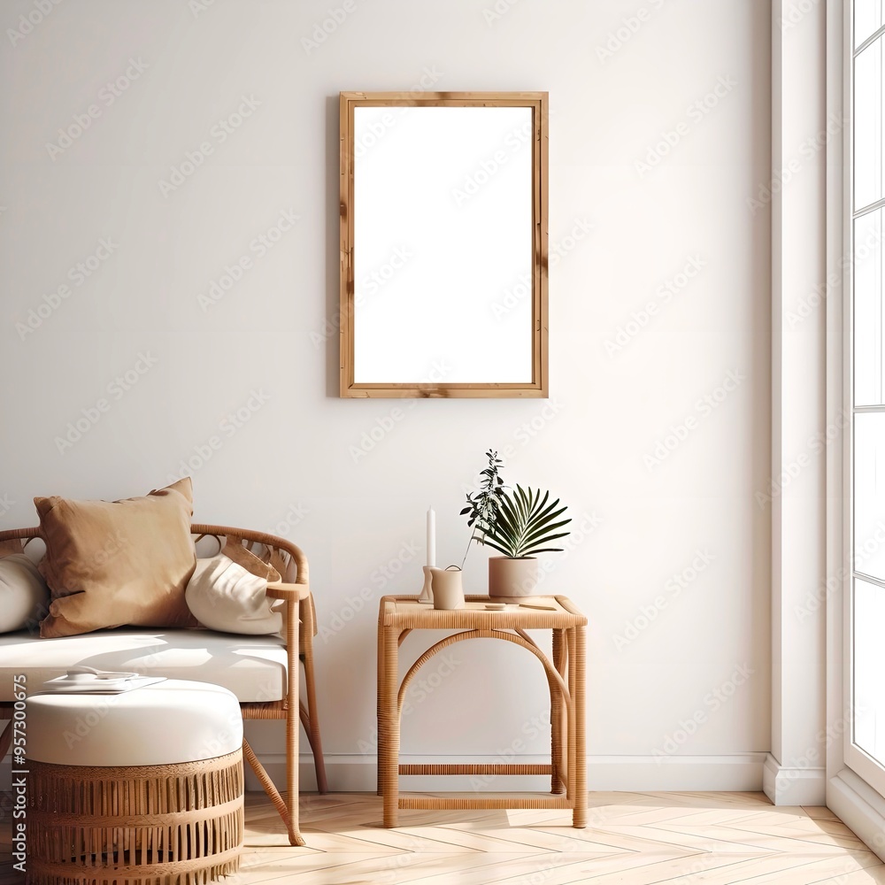 Blank white canvas in frame for mockups, posters and art illustrations, to display your artwork Blank white canvas in frame for mockups, posters and art illustrations, to display your artwork