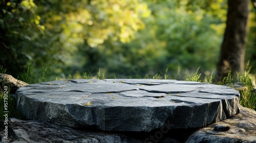 Wallpaper Mural Podium stone with blurred natural landscape background. Torontodigital.ca