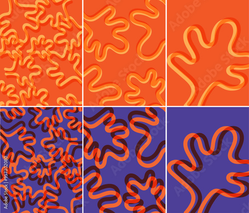 Vector Postcards Set Background With Golden Leaves Vibrant Autumn Harmony, Modern Fall Colors