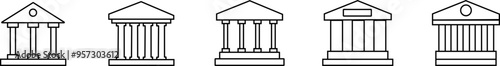 Bank icons set. Building with columns vector icon, museum, university, bank with columns.