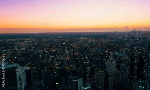 Wallpaper Mural Aerial shot of a city with prominent landmarks and landmarks highlighted against the skyline Torontodigital.ca