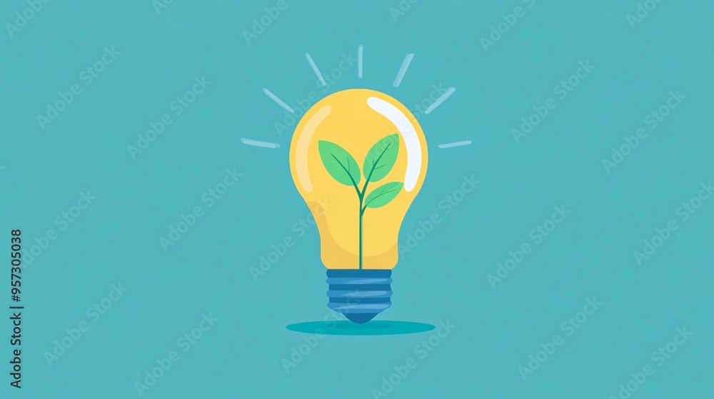 Light bulb with a sprouting plant, idea nurturing and growth, flat design illustration Light bulb with a sprouting plant, idea nurturing and growth, flat design illustration