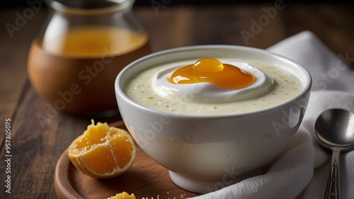Obraz na płótnie curd with honey , AI Generated. w salonie