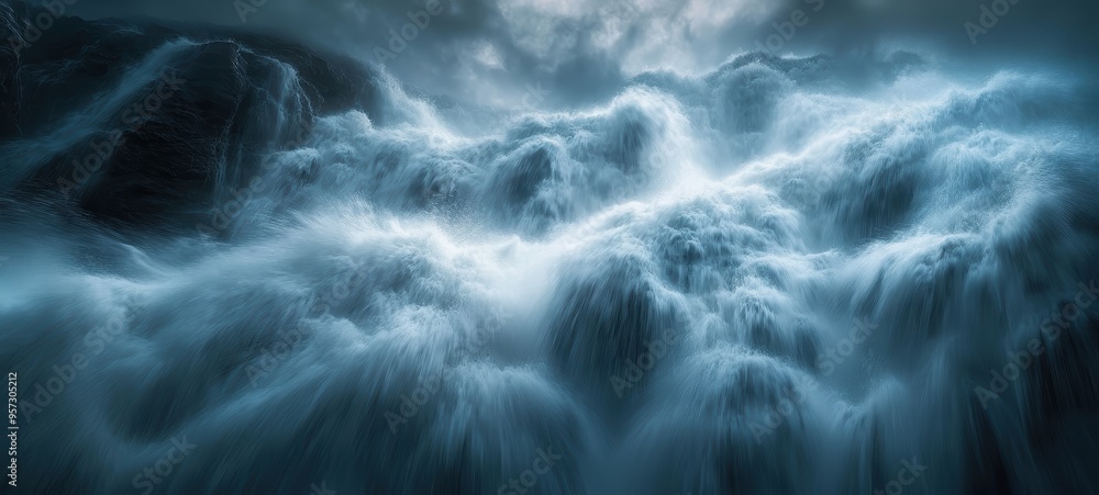A cascading waterfall frozen in time A cascading waterfall frozen in time