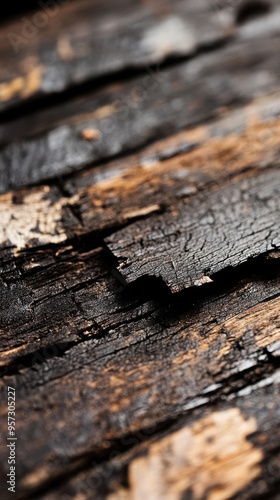 Close-up of textured broken wood logs showing detailed grain patterns and natural tones