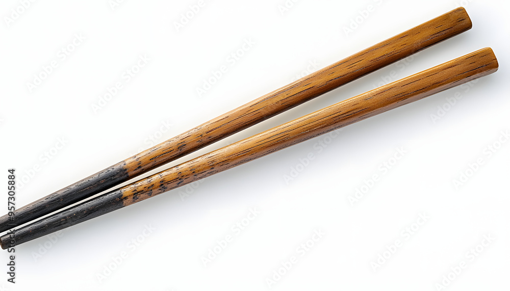 top view of wooden chopsticks on white background top view of wooden chopsticks on white background