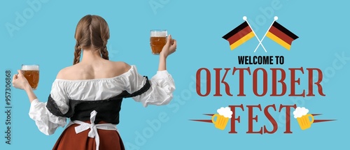 Octoberfest waitress with b...
