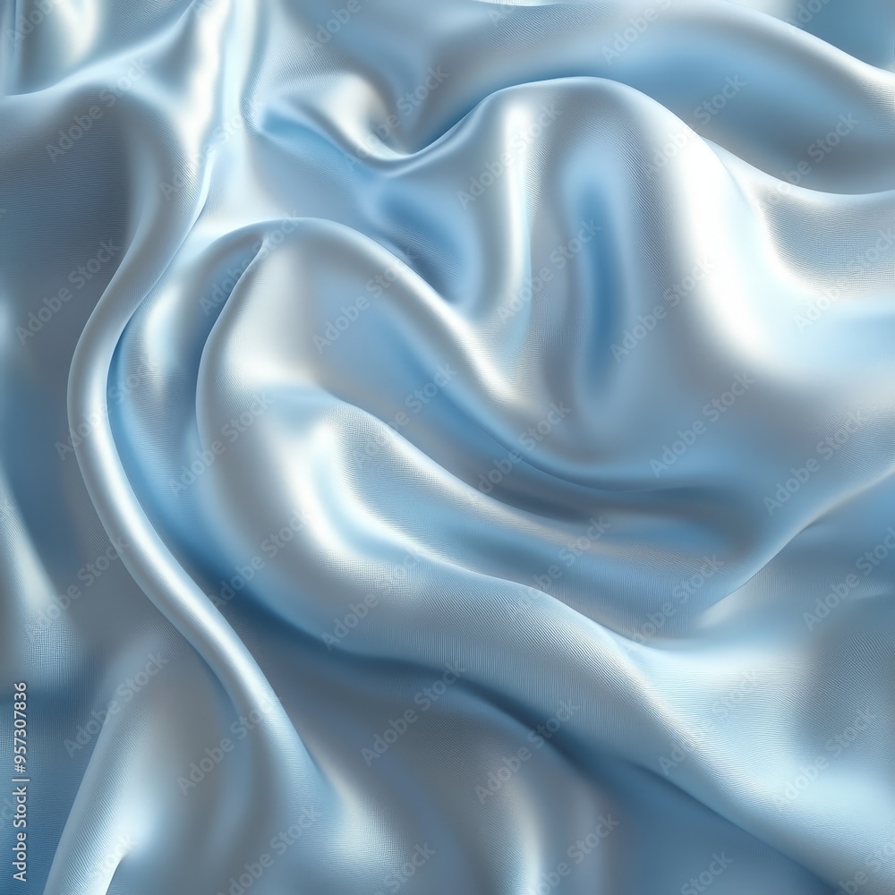 Fototapeta premium Elegant Light Blue Satin Fabric with Luxurious Texture