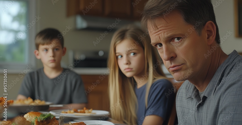 Family Dinner Highlighting Emotional Isolation Family Dinner Highlighting Emotional Isolation