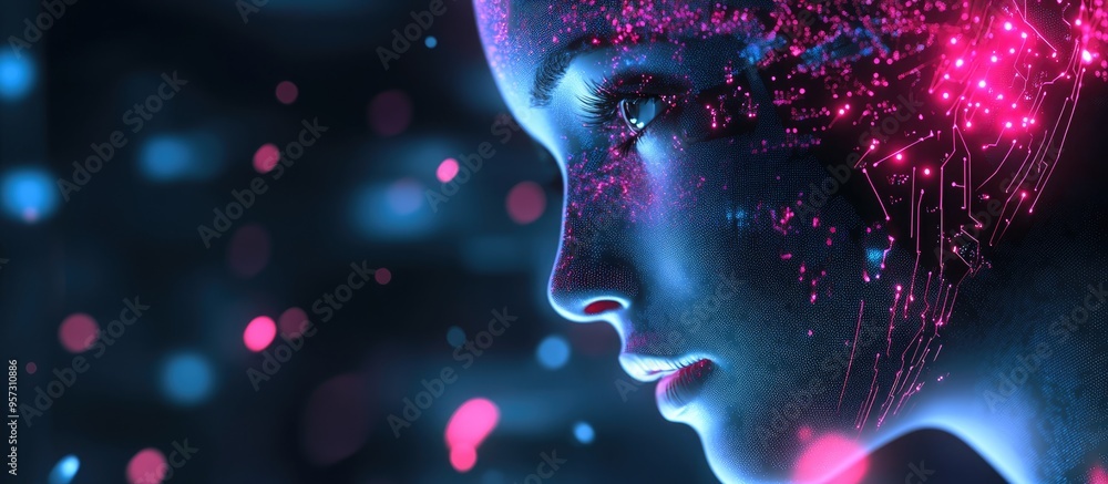 2D digital illustration of an artificial intelligence concept 2D digital illustration of an artificial intelligence concept