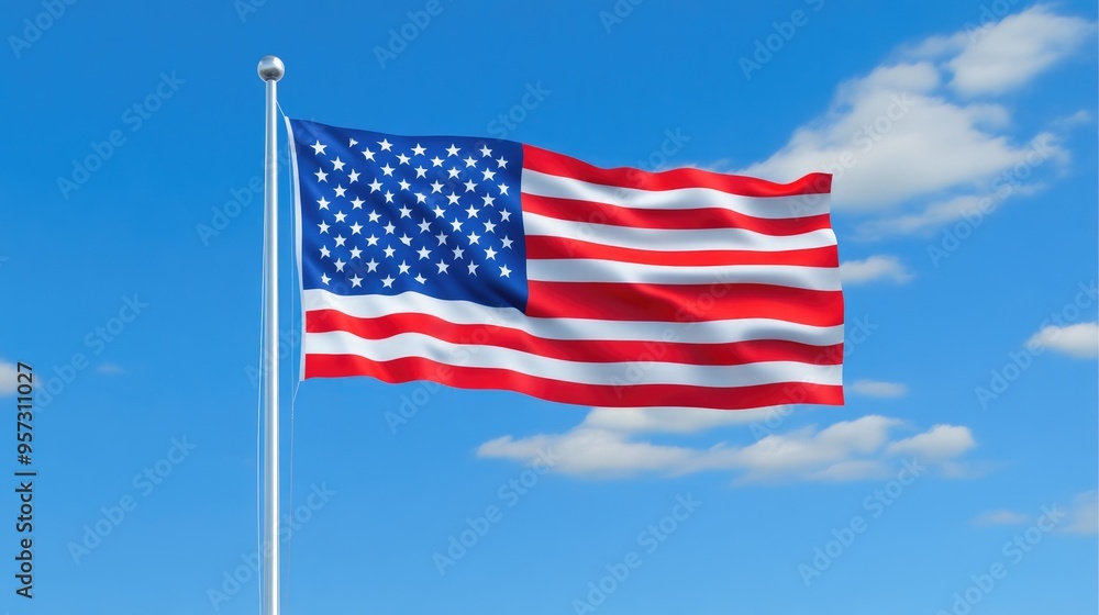 American Flag Flowing Gently in Breeze American Flag Flowing Gently in Breeze