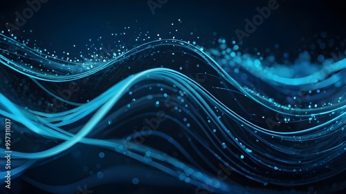 Wave Background with Elegant Blue Neon Wave Effect, Premium Design for Wallpaper, Banner, Poster