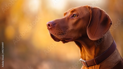 Portrait of a Brown Dog in Autumn