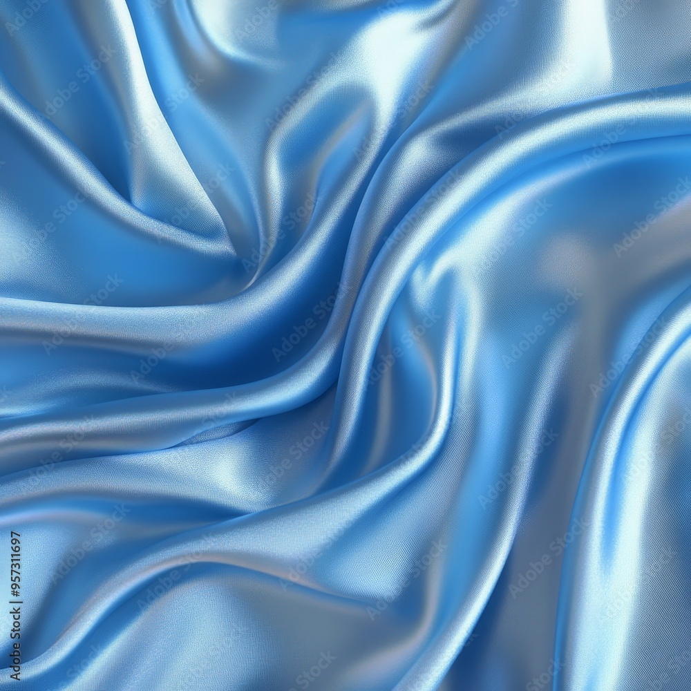 Fototapeta premium Elegant Light Blue Satin Fabric with Luxurious Texture