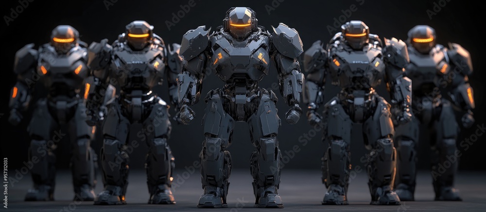 3D Animation of a full body tall heavy armored robot 3D Animation of a full body tall heavy armored robot