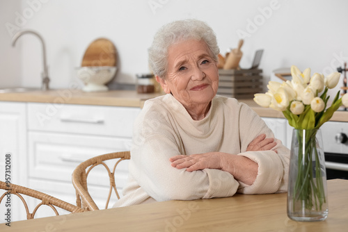 Portrait of senior woman in...