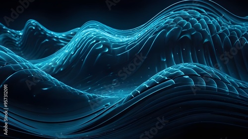 Wave Background with Elegant Blue Neon Wave Effect, Premium Design for Wallpaper, Banner, Poster