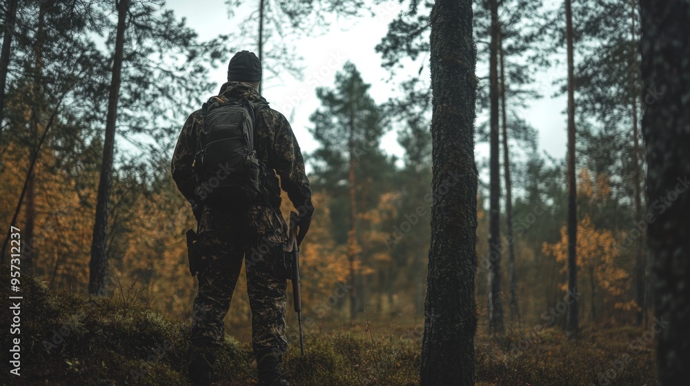 Solitary Hunter in the Woods Solitary Hunter in the Woods