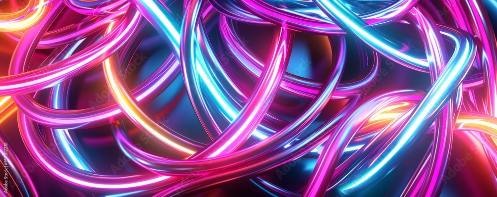 Neon glowing lines intertwined in bright colors, 4K hyperrealistic photo Neon glowing lines intertwined in bright colors, 4K hyperrealistic photo