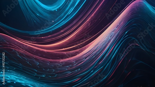 Wave Background with Elegant Blue Neon Wave Effect, Premium Design for Wallpaper, Banner, Poster