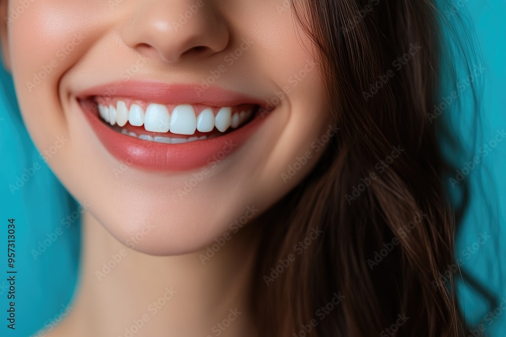 Close-Up of a Smiling White Woman's Mouth Close-Up of a Smiling White Woman's Mouth