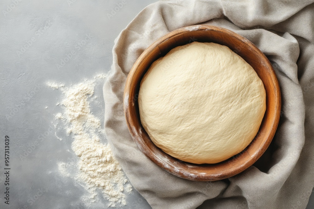 Close-Up of Risen Dough with Flour Close-Up of Risen Dough with Flour