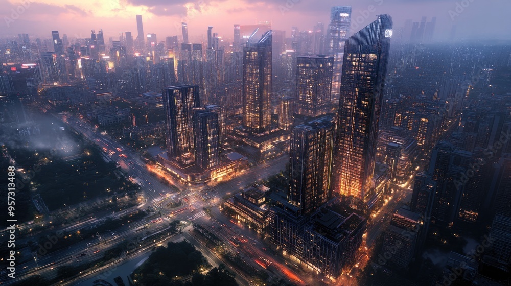 Obraz premium 3D architecture of urban buildings