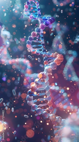 Intricate Molecular Structure of Genetic Blueprint in Futuristic Scientific Research Setting