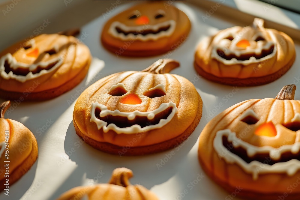 Spooky Jack-o'-Lantern Gingerbread Cookies with Orange Frosting Spooky Jack-o'-Lantern Gingerbread Cookies with Orange Frosting