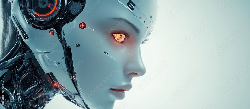 3D computer generated image of a female cyborg model 3D computer generated image of a female cyborg model
