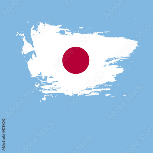 vector Japanese flag in brush texture