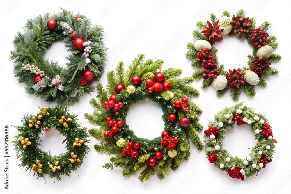 wreaths isolated on a pure white background wreaths isolated on a pure white background