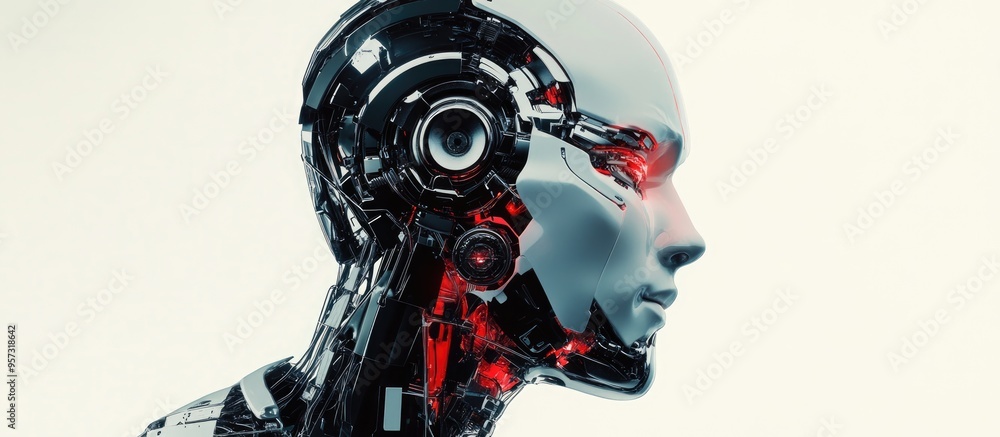 3D digital rendering of a male cyborg against a white background 3D digital rendering of a male cyborg against a white background