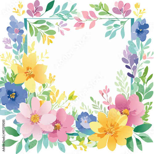 Botanical Flowers Background Frame