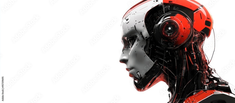 3D illustration depicting a male cyborg against a white background 3D illustration depicting a male cyborg against a white background
