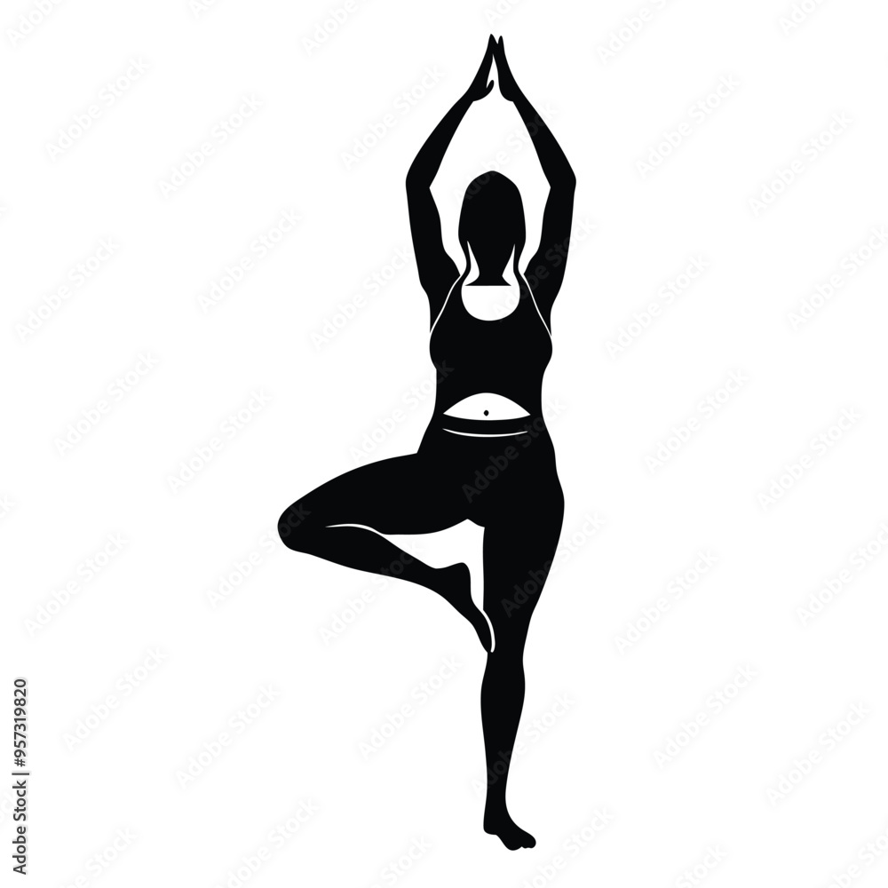 a woman practicing Yoga vector silhouette isolated white background a woman practicing Yoga vector silhouette isolated white background