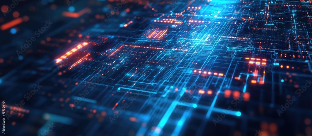 3D illustration depicting concepts of digital network technology AI and 5G data communication