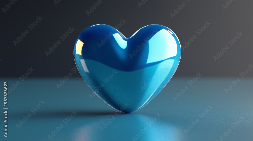 A 3D render of a heart with a vibrant blue color. The heart has a smooth texture and is illuminated from the front A 3D render of a heart with a vibrant blue color. The heart has a smooth texture and is illuminated from the front