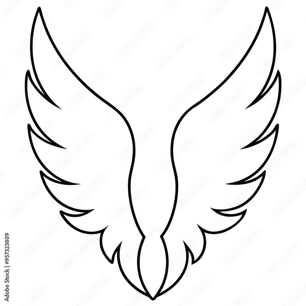 Cartoon Angel Wings Vector Design, Playful Illustration lineart Cartoon Angel Wings Vector Design, Playful Illustration lineart