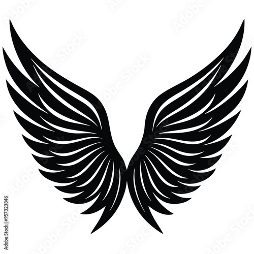 Cartoon Style Angel Wings Vector Design, Simple and Playful Wings Illustration, Ideal for Fantasy Themes, Children's Books, Games, and Design Projects, Isolated Angel Wings Vector on White Background