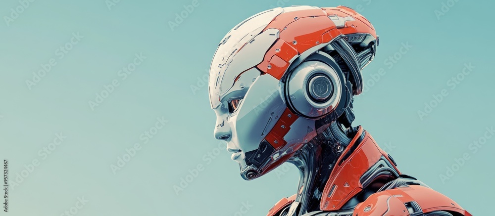 3D illustration of a cool robot in profile portrait from the side view 3D illustration of a cool robot in profile portrait from the side view