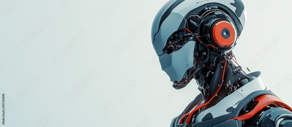 3D illustration of a cool robot in profile view showcasing its unique design and features for an engaging visual presentation 3D illustration of a cool robot in profile view showcasing its unique design and features for an engaging visual presentation
