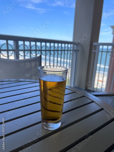 glass of beer on table