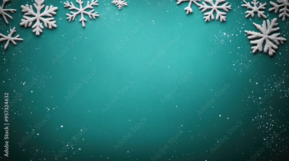 Gentle snowflakes drift softly against a vibrant green backdrop, creating a serene winter wonderland at dusk Gentle snowflakes drift softly against a vibrant green backdrop, creating a serene winter wonderland at dusk