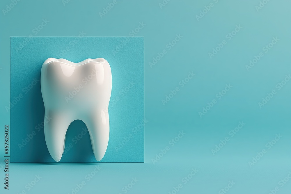 Healthy Teeth: A White Tooth Isolated on a Blue Background. Simple, clean aesthetic. Healthy Teeth: A White Tooth Isolated on a Blue Background. Simple, clean aesthetic.